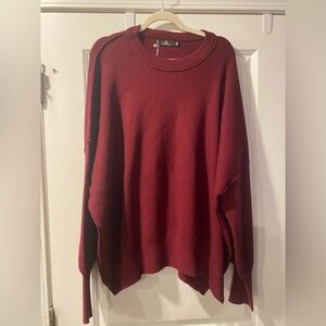 Women's Burgundy Crew Neck Sweater